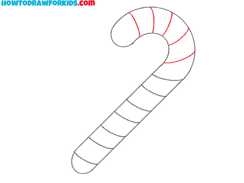 Draw more stripes on the candy cane