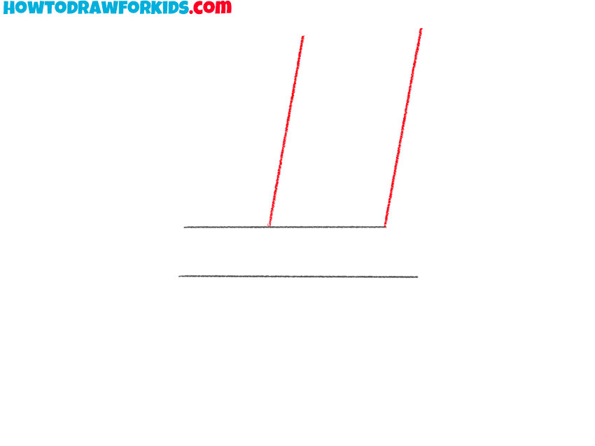 Draw the side lines of the chair backrest