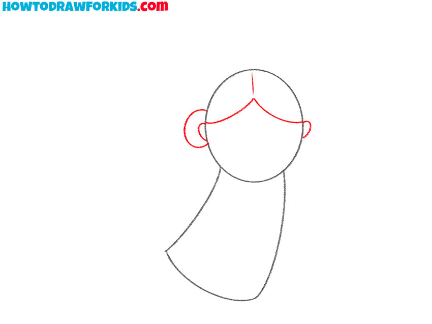 Add the hairstyle and ears