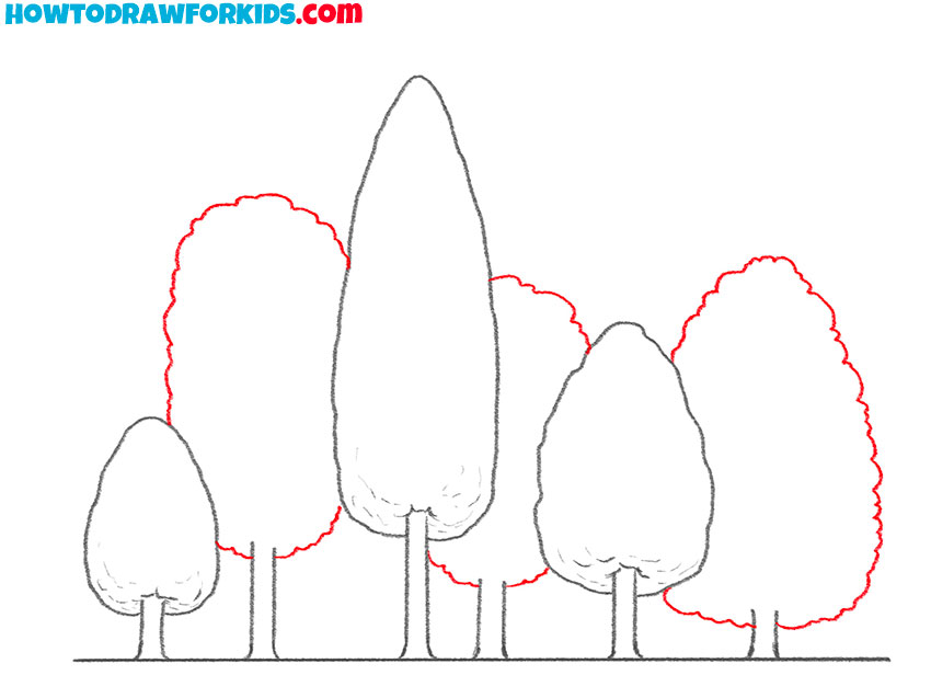 Draw the crowns of background forest trees