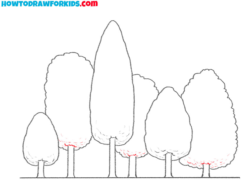 Complete the back row of trees