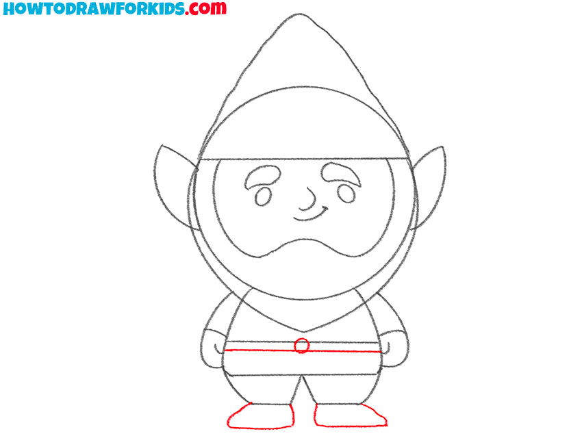 Add the shoes and belt buckle