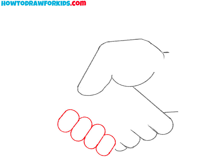 Draw the fingers of the right hand