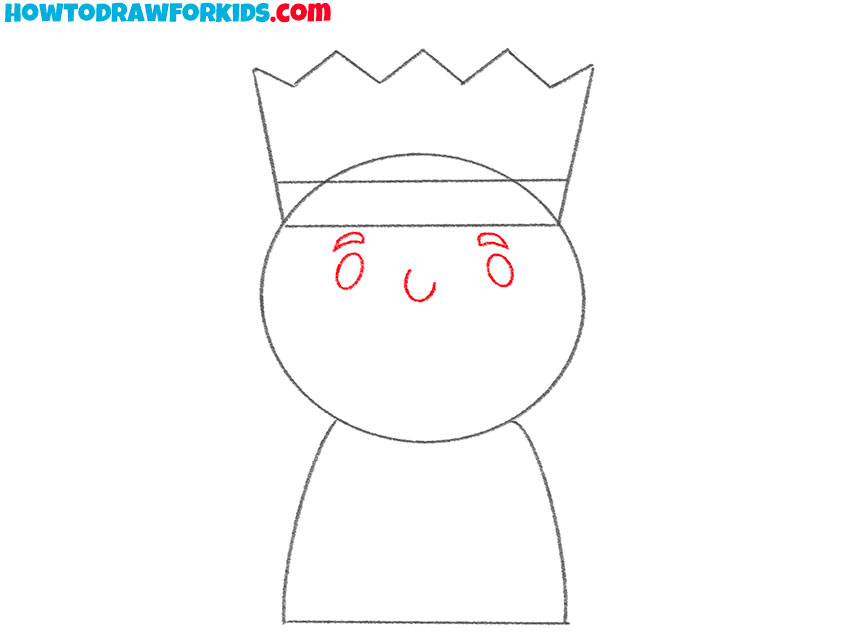 Draw the king’s facial features