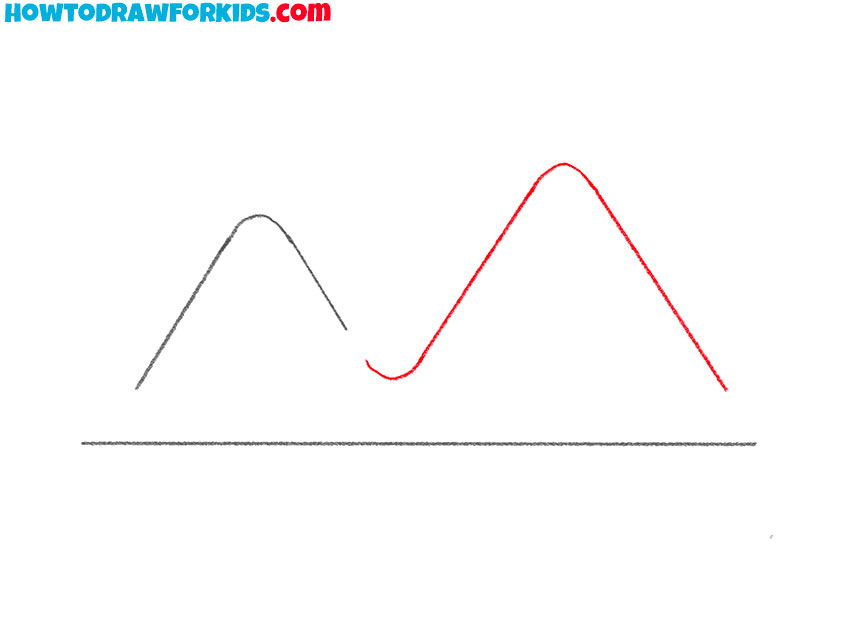 Sketch another mountain on the right