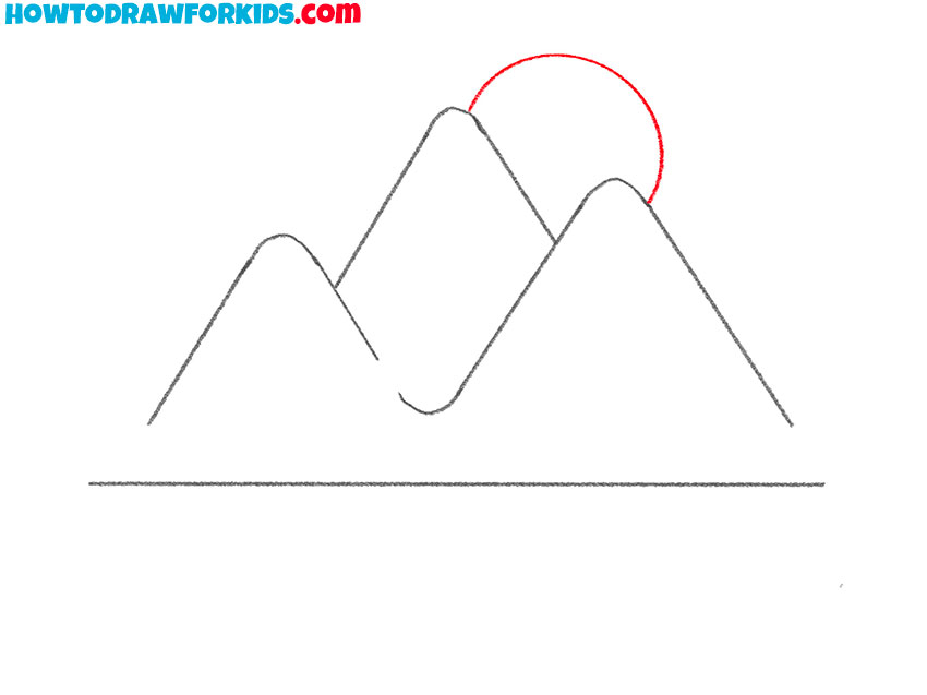 Draw the sun above the landscape