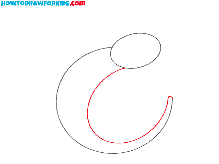 Add the second curve of the body and tail