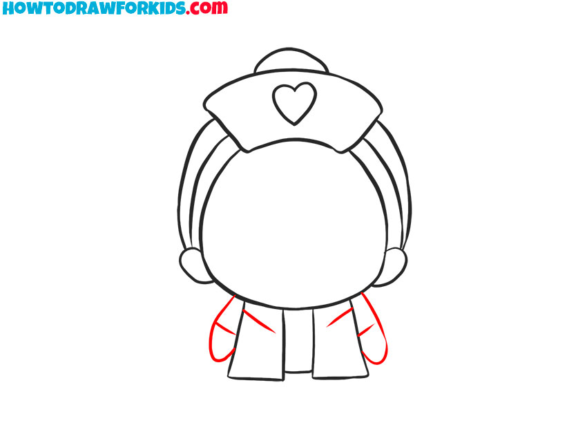 Draw the arms and hands of the nurse