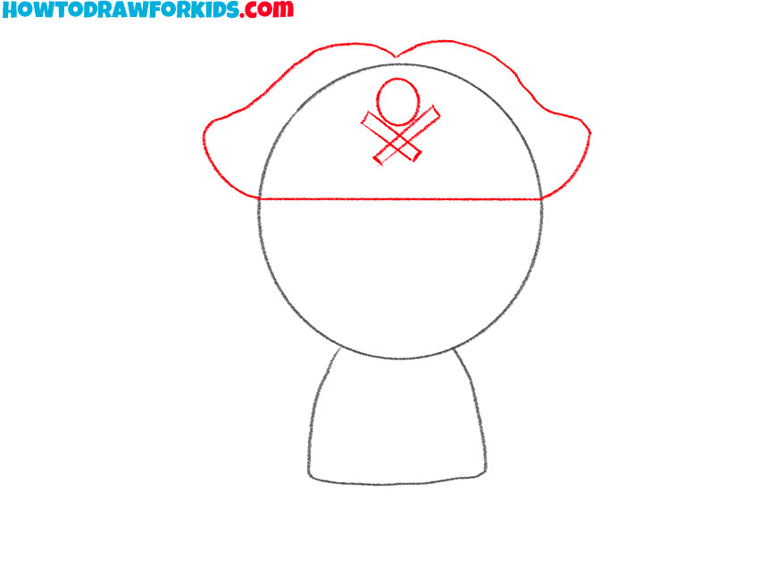 Sketch the tricorn hat shape