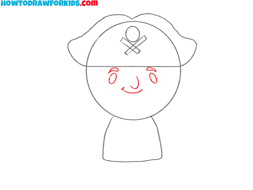 Draw the pirateโs facial features