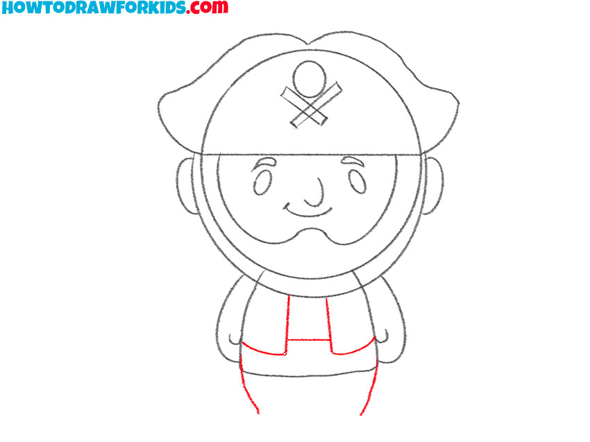 Sketch the vest and start the legs