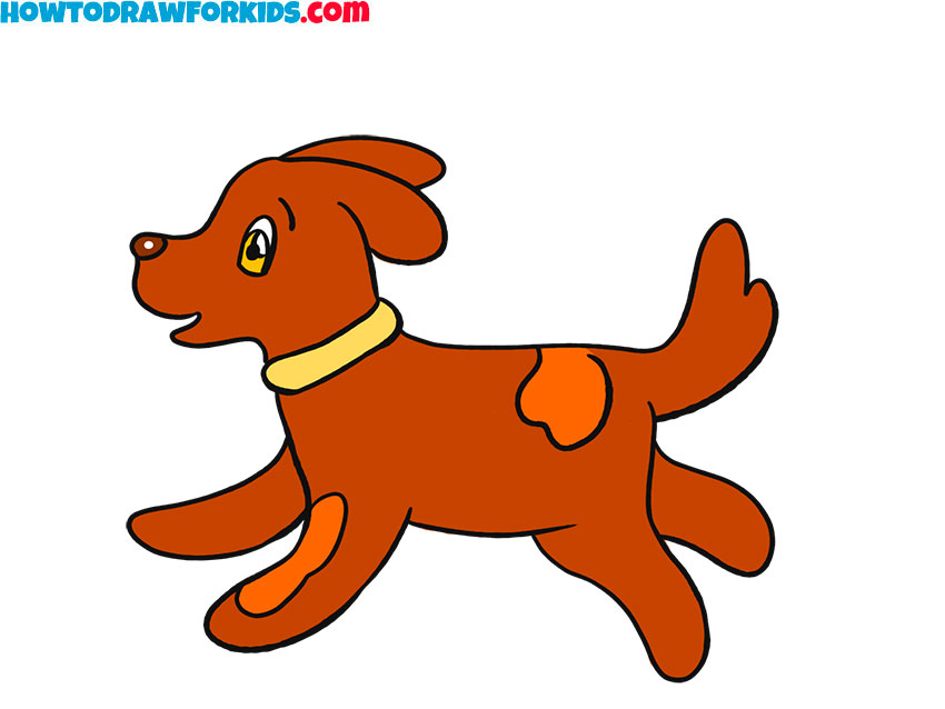 Finish by coloring the running dog drawing