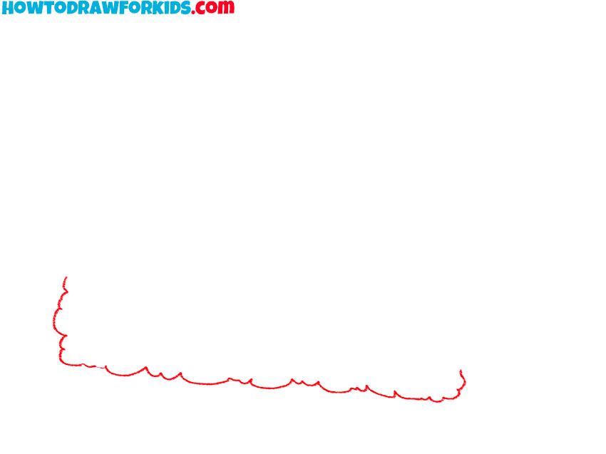 Sketch the lower fluffy edge