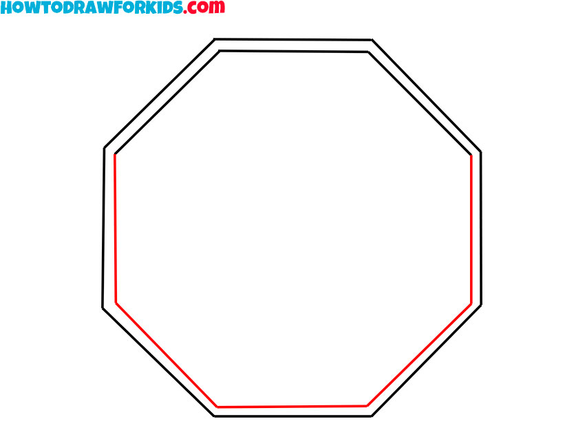 Draw the bottom of the inner stop sign border