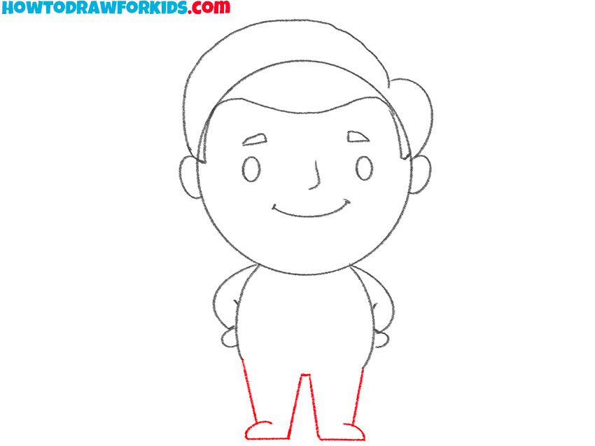 Sketch the legs of the superhero
