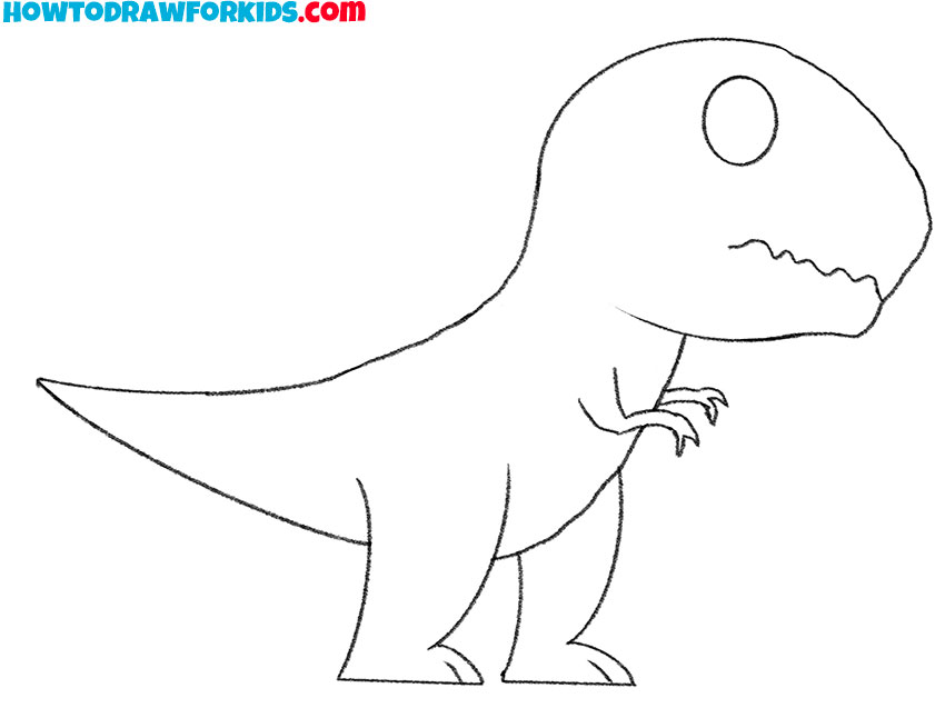 Complete the outlines of the tyrannosaurus