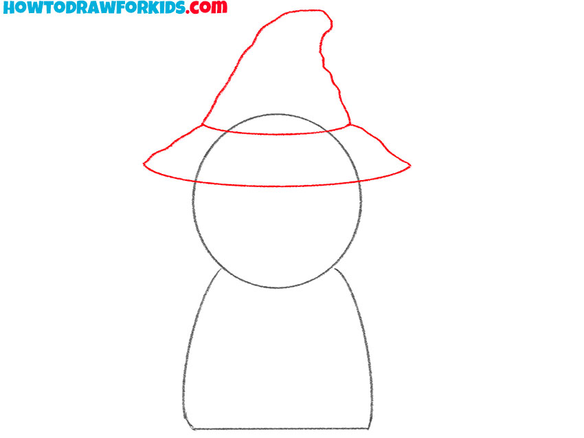 Sketch the hat on top of the head