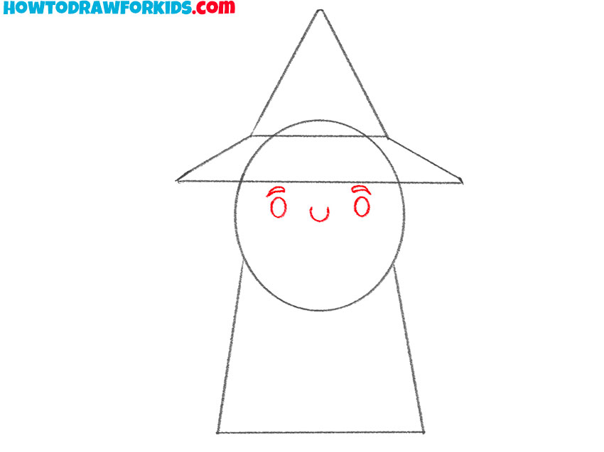 Draw the wizard’s facial features