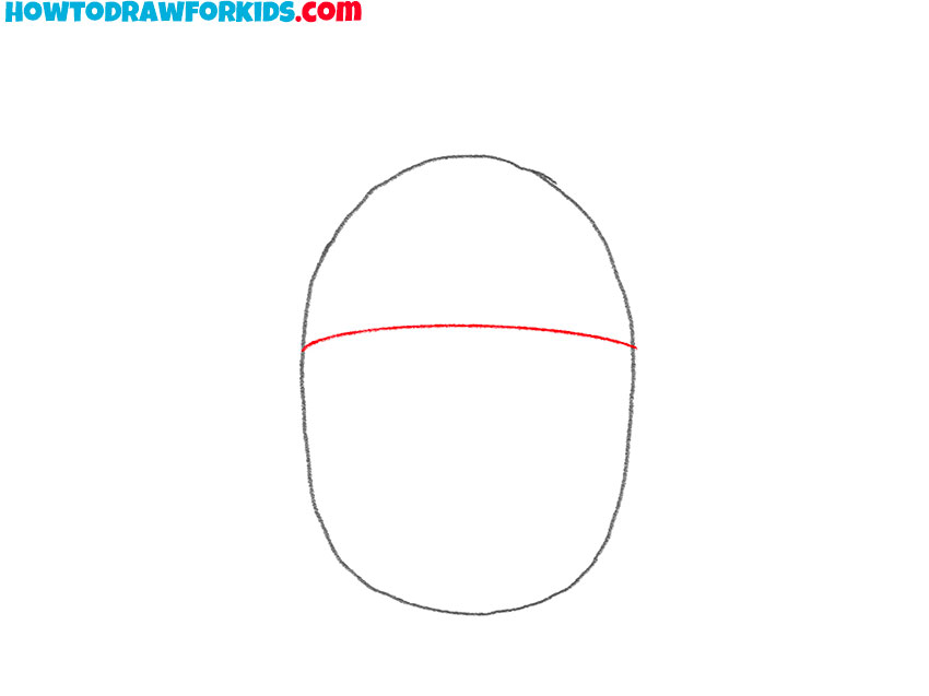 Draw the top line separating the acorn cap