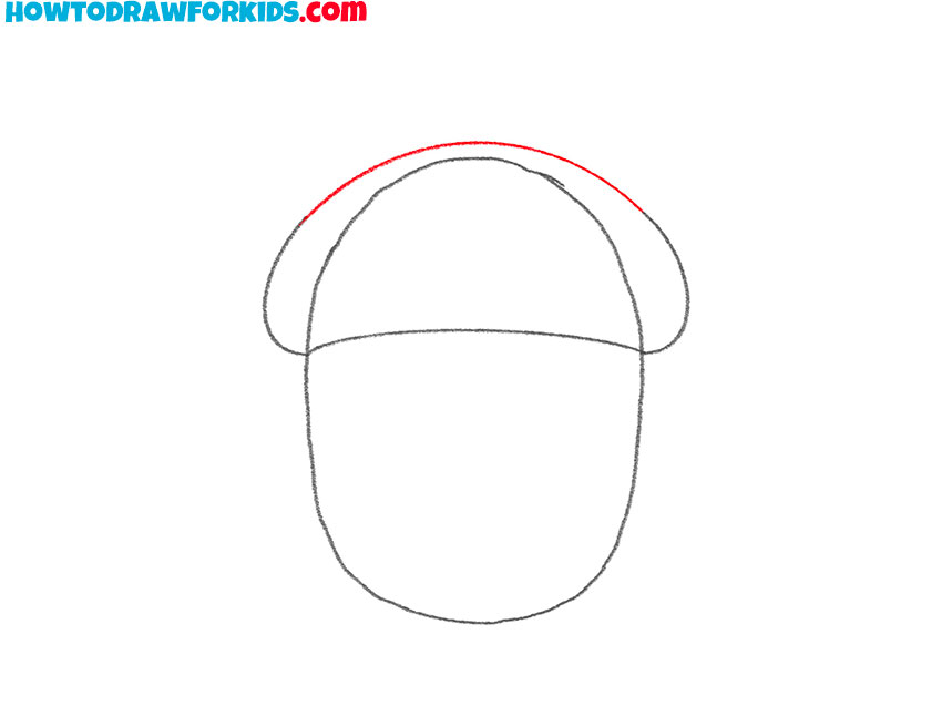 Draw the upper curve of the acorn cap