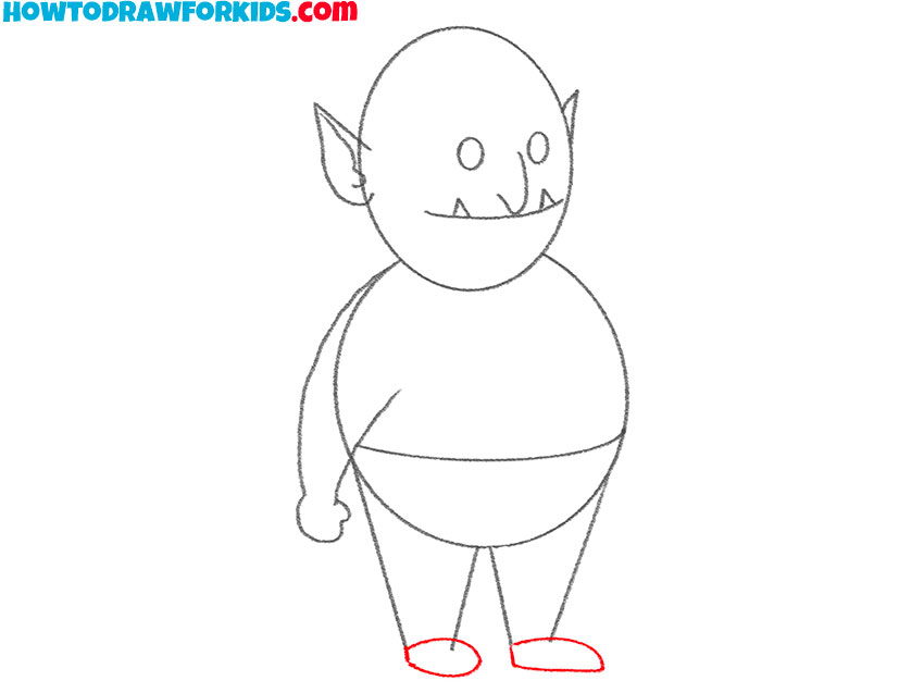 Draw the shoes of the ogre