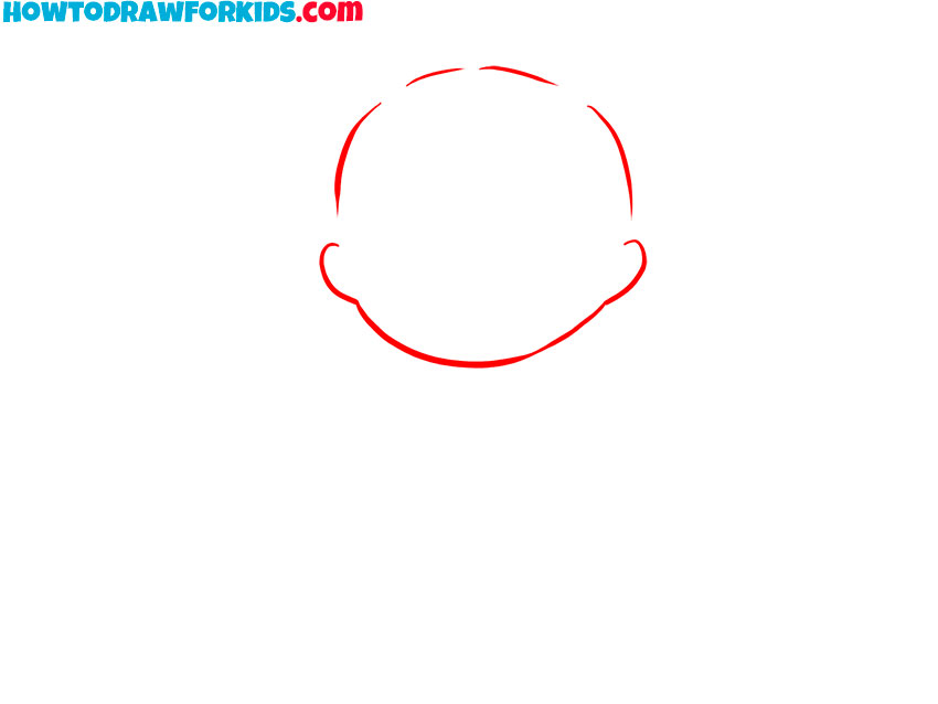 Outline the main shape of the head