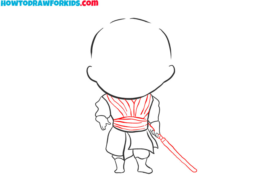 Sketch the fabric details and lightsaber
