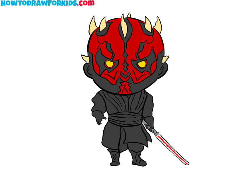 Paint Darth Maul using simple flat tones