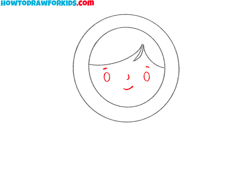 Draw the face of Little Red Riding Hood