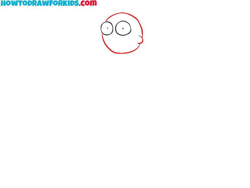 Draw the circular head of Morty