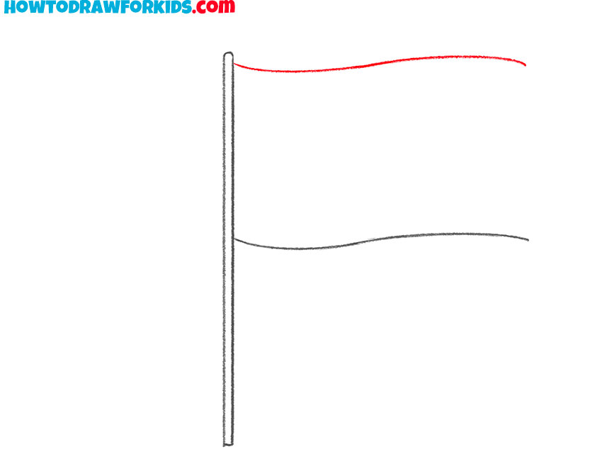 Sketch the upper edge of the flag
