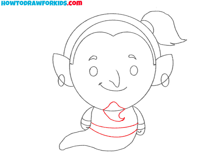 Sketch the beard and waistband