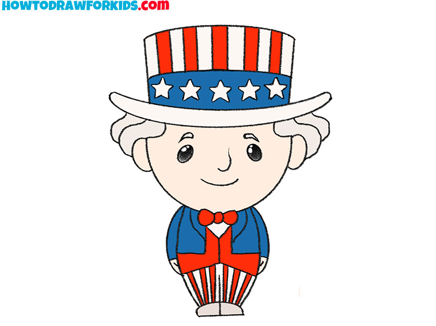 how to draw Uncle Sam step by step easy