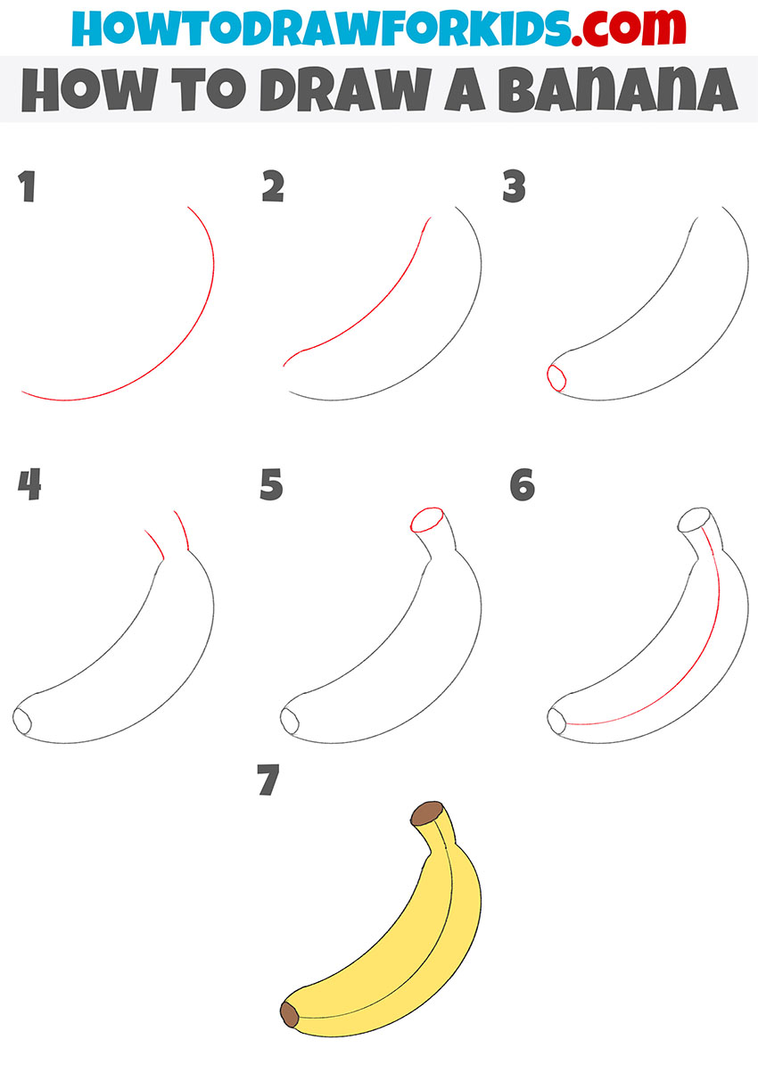 Learn How to Draw a Banana Pair Fruits Step by Step  Drawing Tutorials