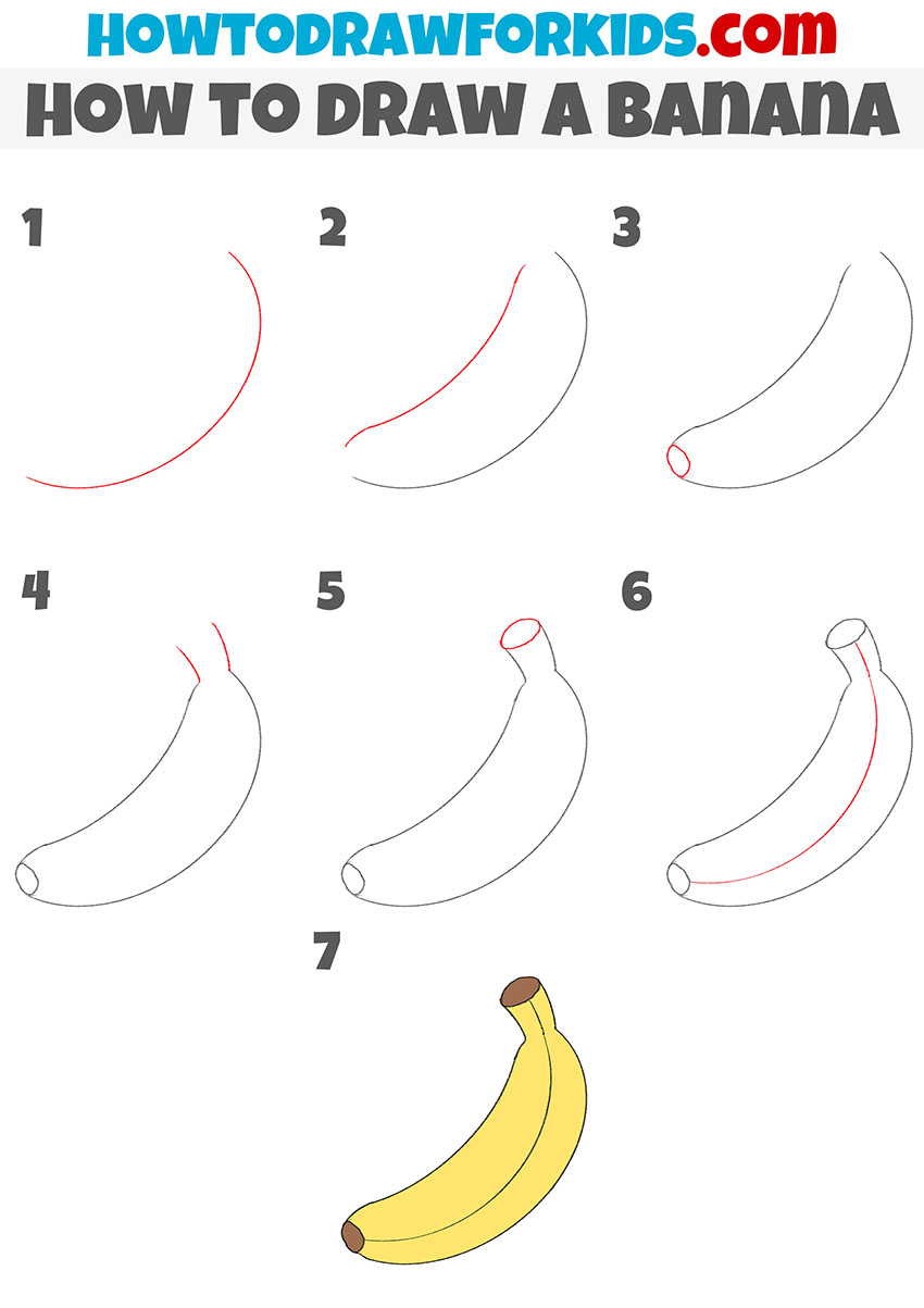 How to draw a bunch of bananas | Step by step Drawing tutorials