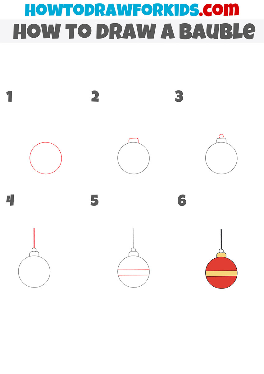 how to draw a bauble step by step