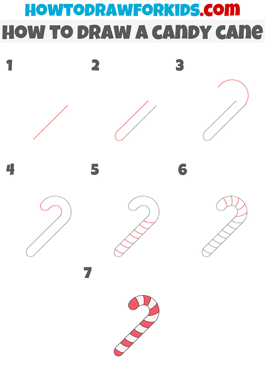 how to draw a candy cane step by step