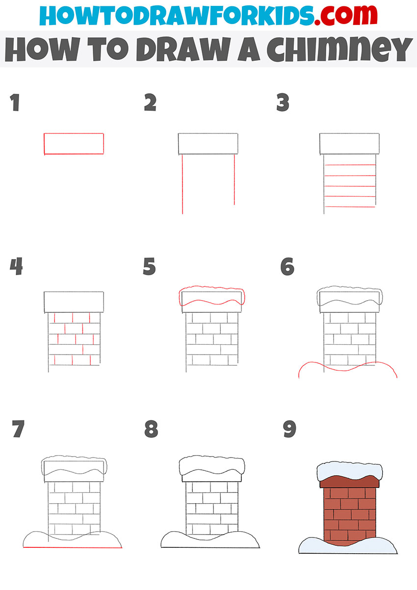 how to draw a chimney step by step