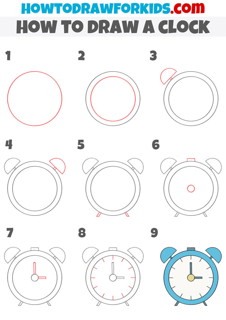 How to Draw a Clock - Easy Drawing Tutorial For Kids