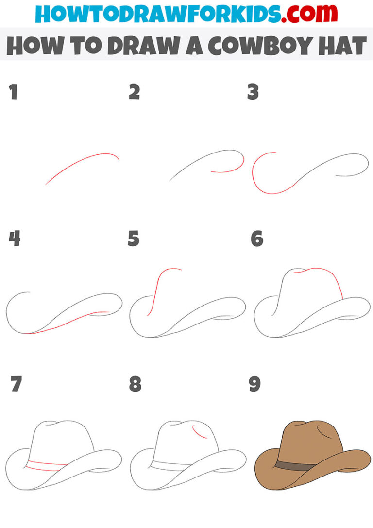 How to Draw a Cowboy Hat - Easy Drawing Tutorial For Kids