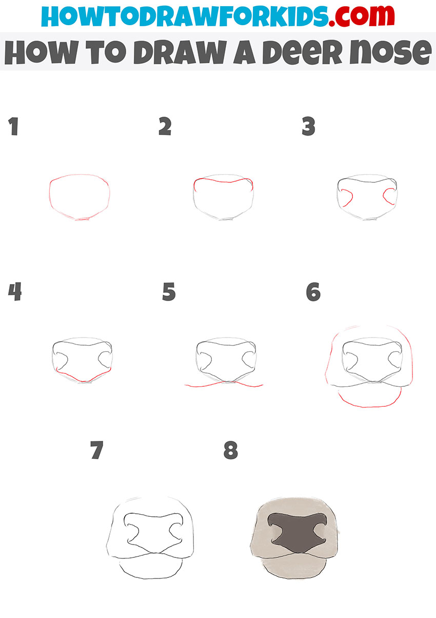 how to draw a deer nose step by step