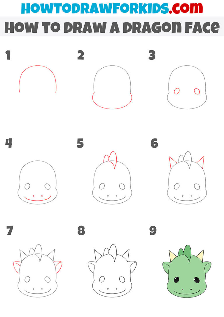 How to Draw a Dragon Face - Easy Drawing Tutorial For Kids