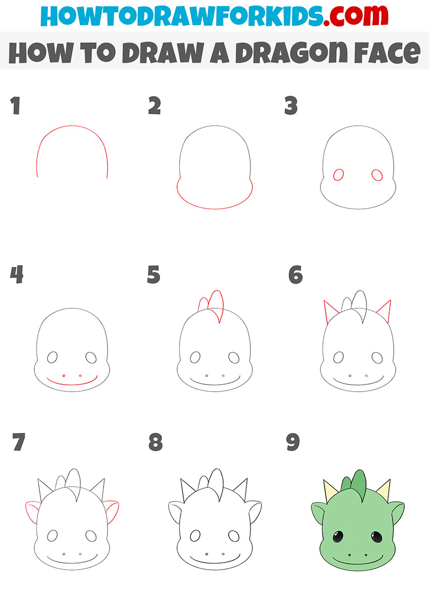 how to draw a dragon face