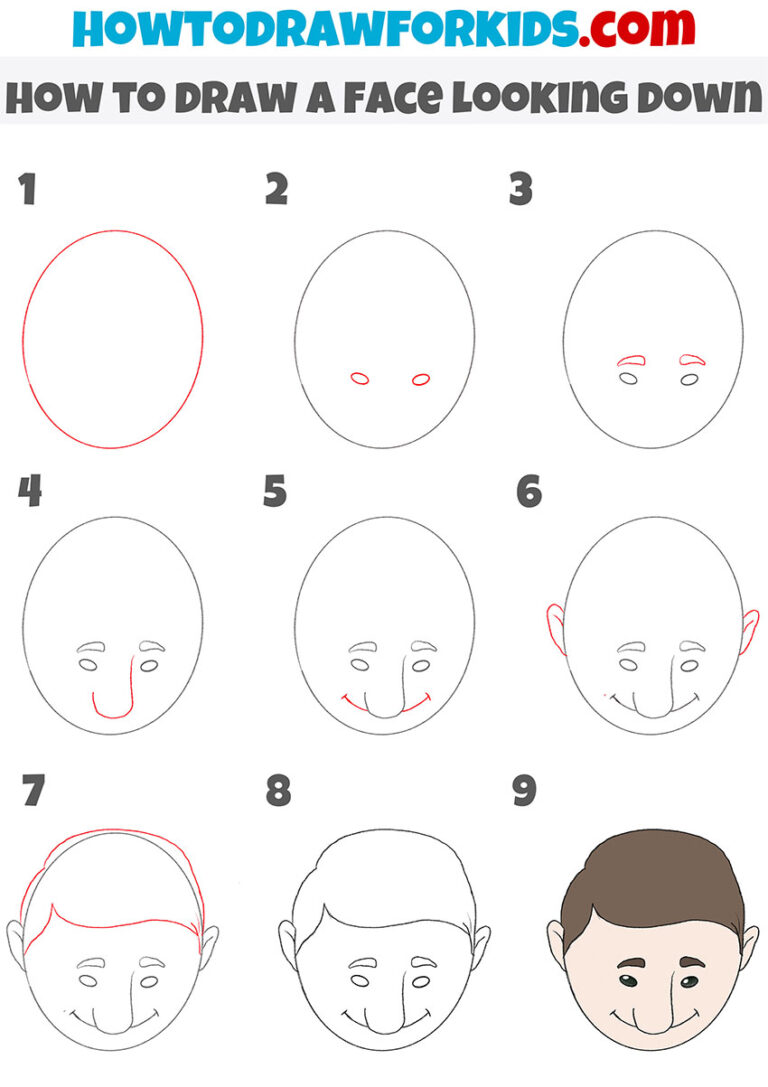 How to Draw a Face Looking Down - Easy Drawing Tutorial For Kids