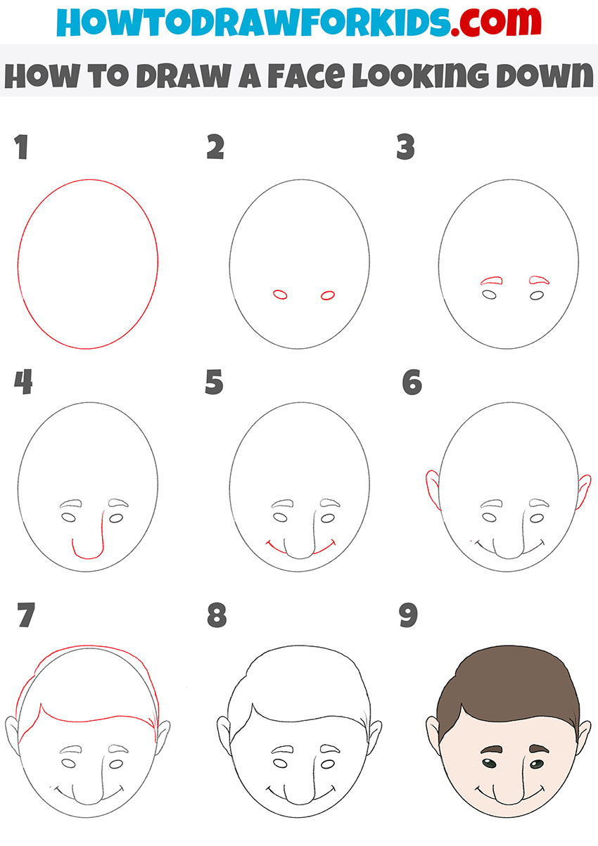 How to Draw a Face Looking Down Easy Drawing Tutorial For Kids