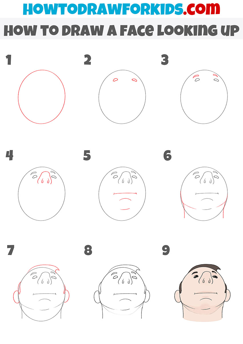 How to Draw a Face Looking Up - Easy Drawing Tutorial For Kids