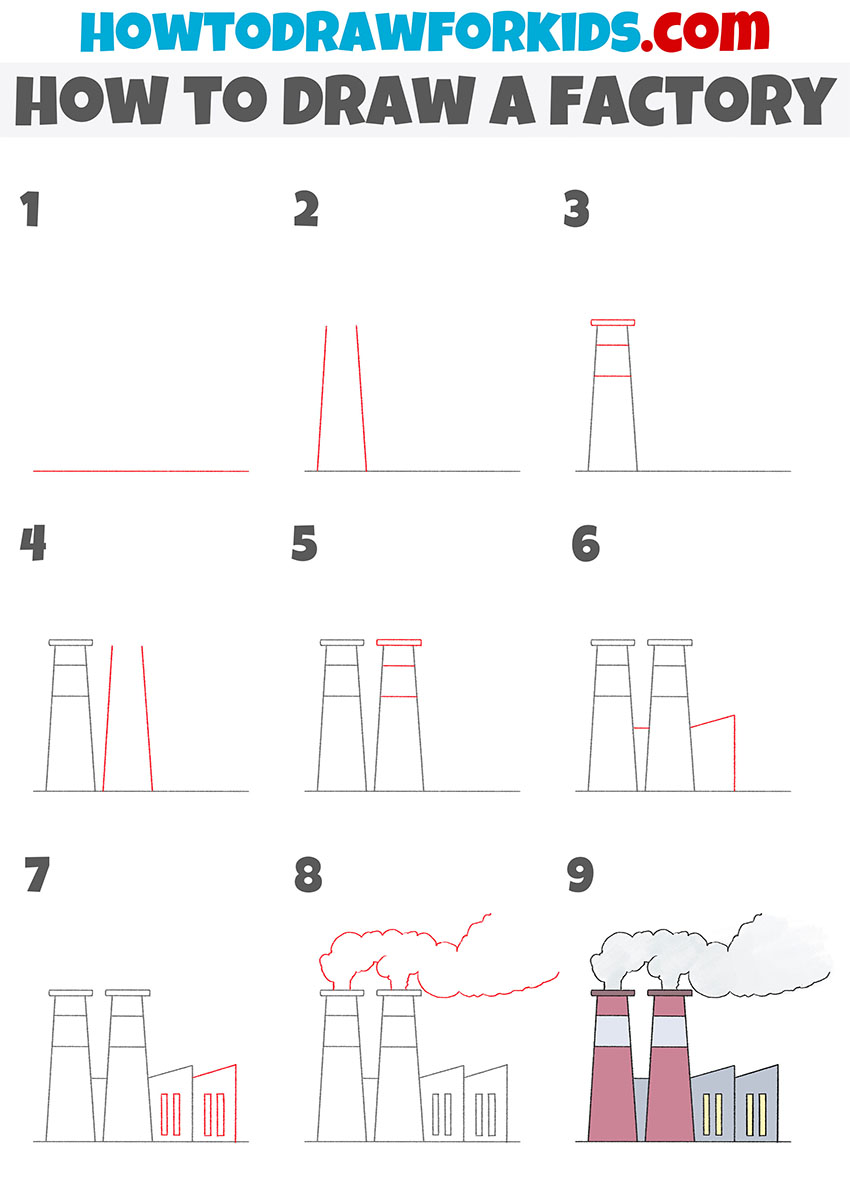 How to Draw a Factory Easy Drawing Tutorial For Kids