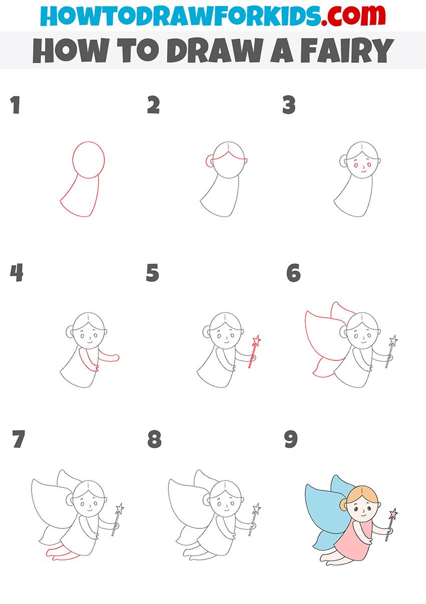 how to draw a fairy step by step