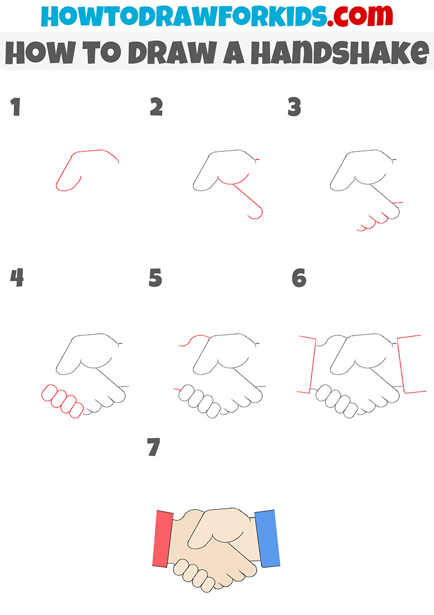 how to draw a handshake step by step