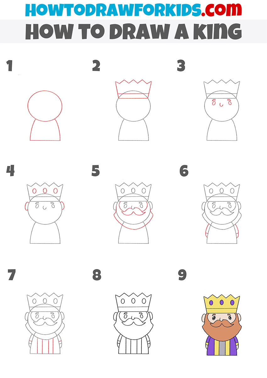 how to draw a king step by step